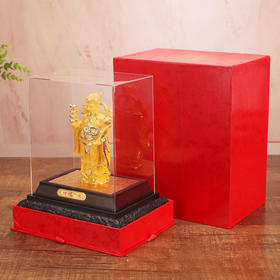 【祈愿吉品】招财沙金四元宝金爷摆件
