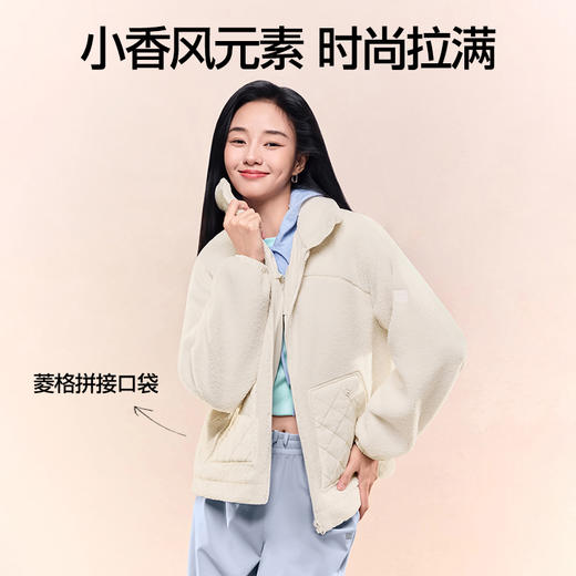 SIINSIIN羊羔绒外套女2025新款爆款冬季加厚保暖菱格拼接热绒外套 商品图3