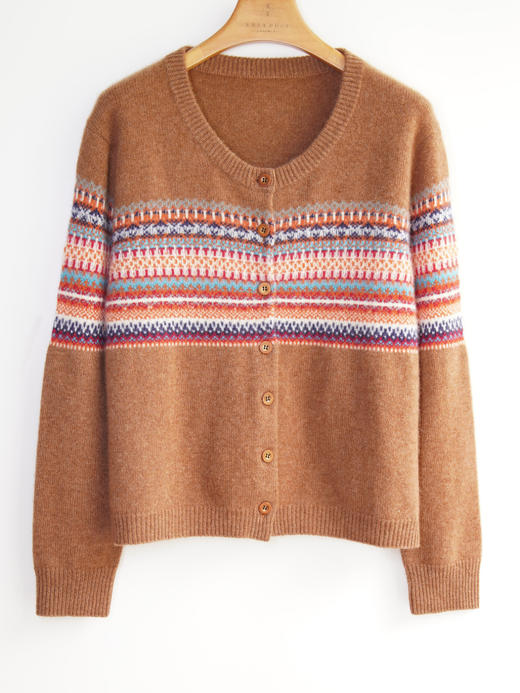 挪威奶奶提花羊绒开衫 商品图4