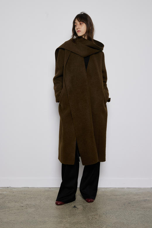 围巾帽双面尼大衣 商品图1