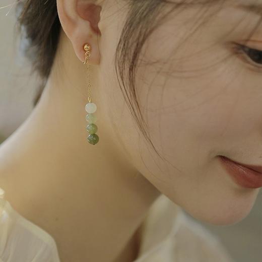 「画中人」六鑫珠宝 复古气质渐变和田玉耳钉小众冷淡风无耳洞耳夹 商品图1