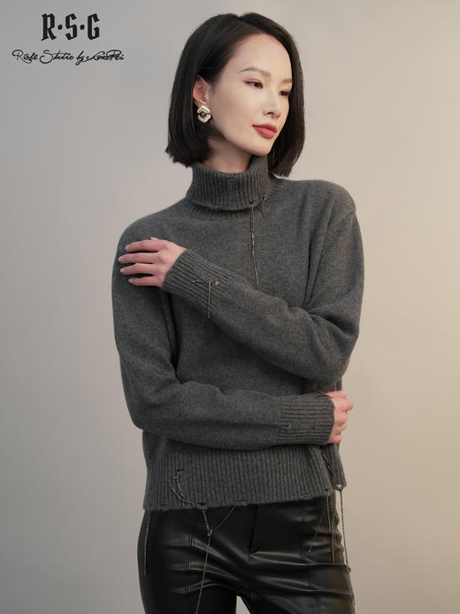 郭培成衣RSG2025秋冬新款高领羊毛衫保暖简约百搭毛衣气质慵懒 商品图0