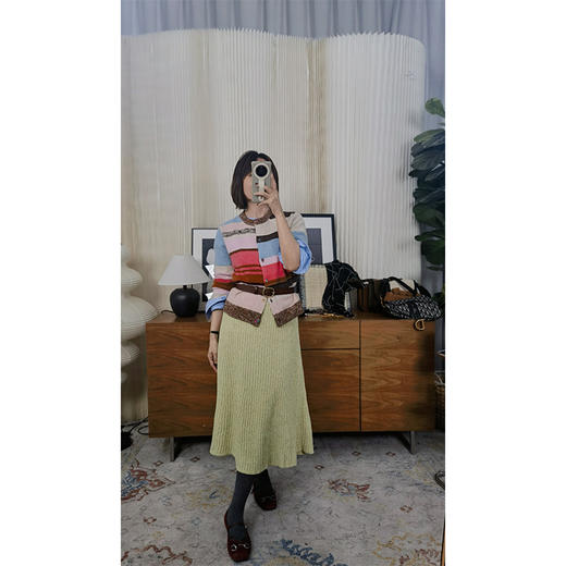 彩虹人生 彩虹撞色羊毛羊绒开衫  不平衡美学 百搭时髦 EDS同款 商品图0