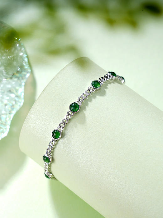 子佩集S925银【触手生春】手链【SL11664】纯银古法银翡翠绿色2409 商品图0