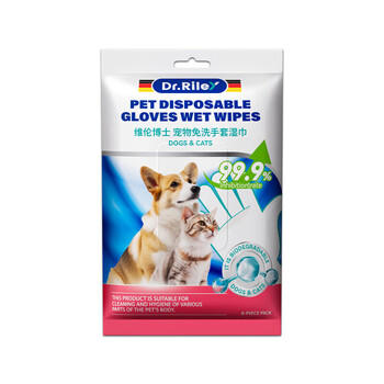Dr.Riley宠物免洗手套猫咪狗狗干洗澡湿巾神器擦身体全身清洁祛味 8片*2包 商品图1