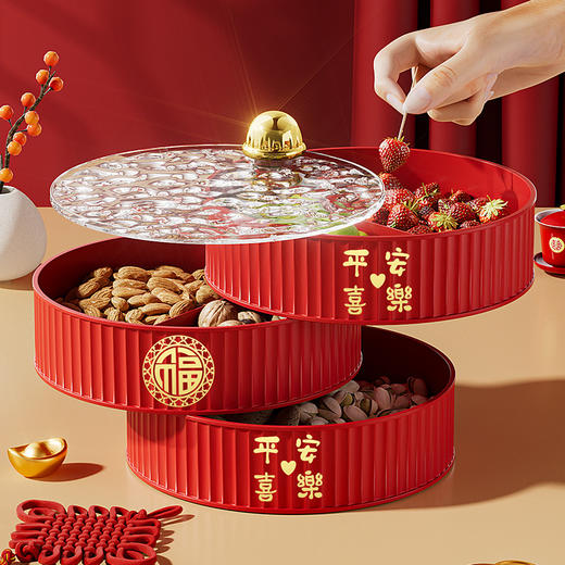 新年糖果盘 干果盒 家用客厅茶几零食摆放盘瓜子收纳盒 元旦圣诞轻奢果盘 商品图1
