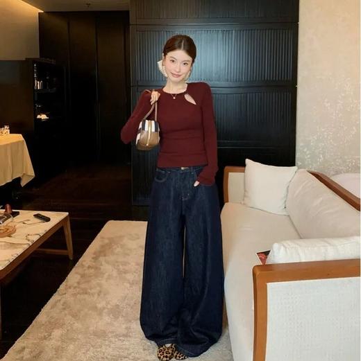 水貂绒丹宁直筒牛仔裤&加绒复古微喇拖地牛仔裤，加绒加厚升级，修饰腿型效果直接拉满 商品图7