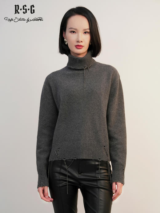 郭培成衣RSG2025秋冬新款高领羊毛衫保暖简约百搭毛衣气质慵懒 商品图3