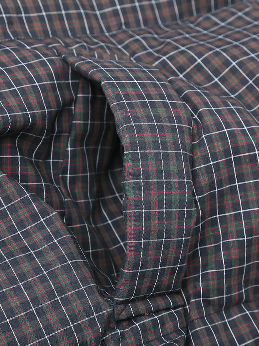 细格纹立领按扣羽绒服 棕灰色短款宽松面包服 秋冬复古格纹保暖外套 商品图4