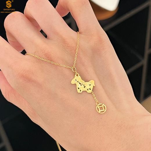 【双12抢先购 特惠】香港周六福黄金钻石首饰足金内嵌足银碎冰冰立马有钱吊坠（附赠K金项链） 商品图4