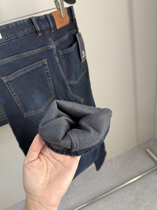 D112726秋冬款时尚休闲商务后腰字母logo皮标男士加绒牛仔裤 商品图13