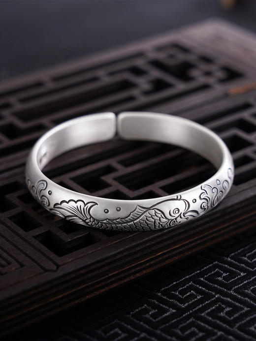 【波光鱼影】子佩集S999银手工手镯原创设计【55051229】2407 商品图0