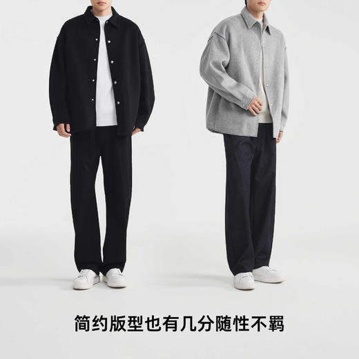 墨麦客男装纯色极简毛呢大衣男2025冬季新款翻领休闲夹克外套男士 商品图4