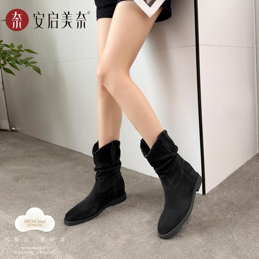 ARCHCONTACT安启美奈圆头秋冬复古小香风瘦瘦靴53077 商品图3