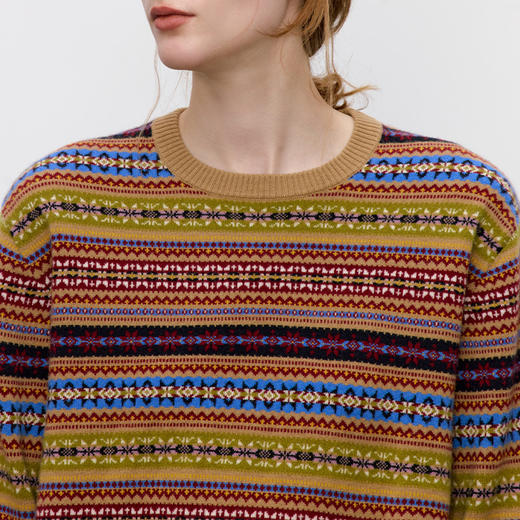 东黎 • 童心未远 林间画册 山羊绒女士冬季提花圆领套衫 5574 商品图5