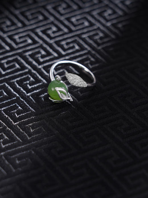 子佩集S925银【梦幻灵狐】戒指【AS01139】纯银时尚锆石和田碧玉狐狸2410 商品图0