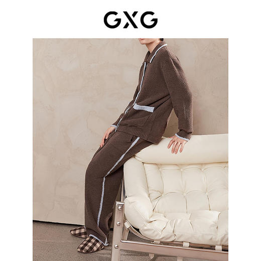GXG男士家居服 柔软保暖翻领开衫长袖舒适慵懒睡衣套装冬季款 商品图3