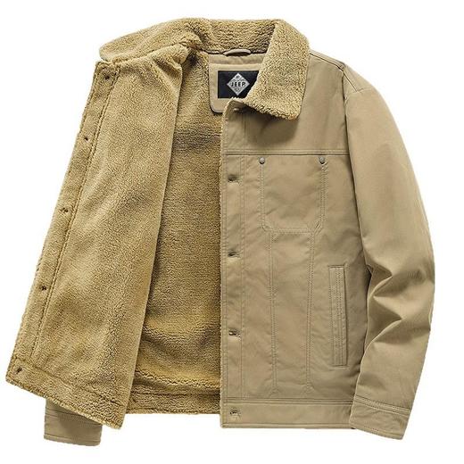 JEEP SPIRIT秋冬男士休闲棉衣翻领宽松大码夹克男装时尚加绒棉服 商品图4