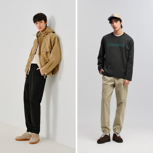 森马休闲裤男款纯色锥形裤磨毛小脚裤子通勤基础百搭春季长裤青年 商品图4