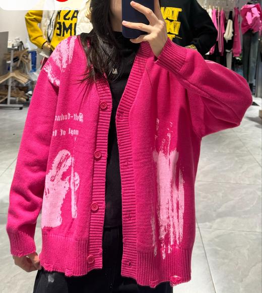 NC不规则刷漆毛织开衫50907（红）秋季253020490321 商品图0