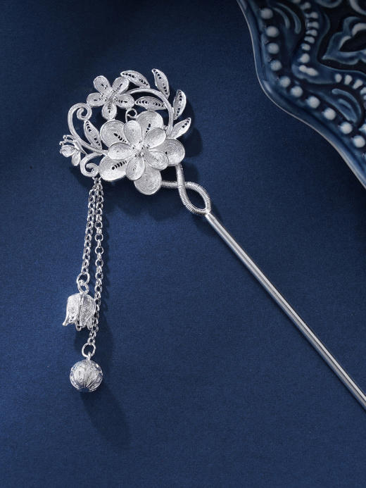 子佩集S990银【花雪随风】发簪【QFFZ009】纯银发簪花丝2407 商品图0