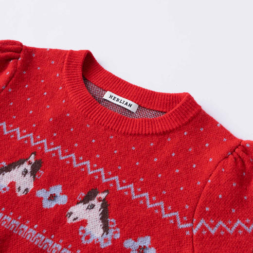 HERLIAN 2025年冬季女士小马提花短袖套头毛衫 商品图3