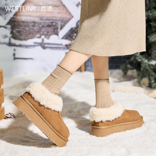西遇厚底雪地靴女鞋冬季爆款百搭外穿毛毛鞋加绒保暖增高棉鞋Y0057355 商品图4