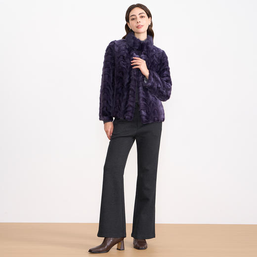 EITIE爱特爱柔紫色短款高贵优雅保暖皮草大衣8093719 商品图1