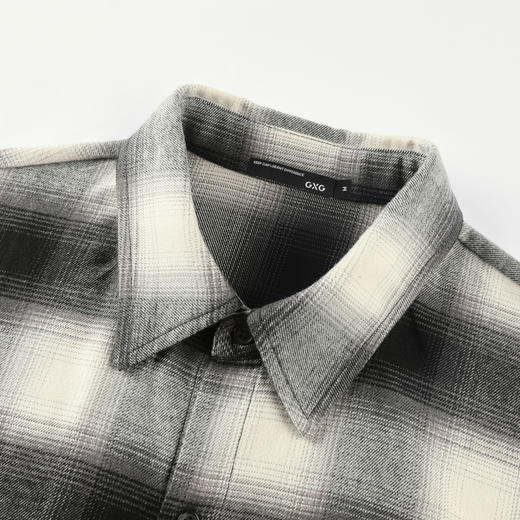 GXG男装25秋季潮流休闲格纹复古简约宽松舒适男式翻领长袖衬衫K&C 商品图7