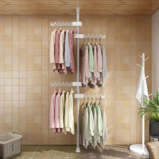 顶天立地挂衣架晾衣架衣服挂架落地卧室立式衣架挂免打孔晾衣杆 商品图0