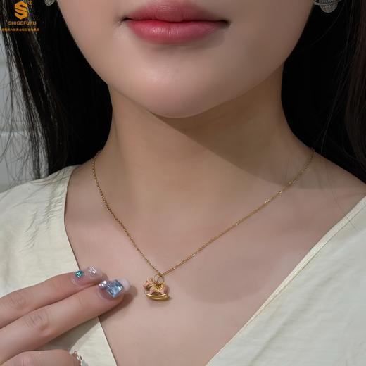 【双12抢先购 特惠】香港周六福黄金钻石首饰珐琅手绘星梦木马足金内嵌足银吊坠（附赠K金项链） 商品图4