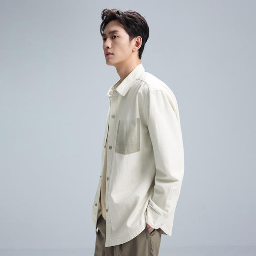 GXG男装【含莱赛尔】25秋季日系复古工装休闲翻领男式长袖衬衫K&C 商品图2