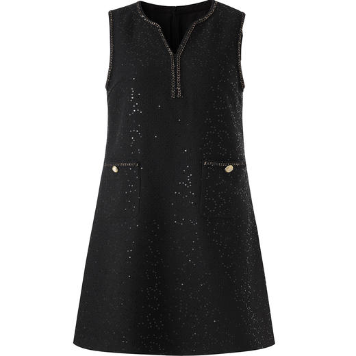 「高货wl」全新升级【铂金会员339/天猫459/差价120】(03707)洛诗琳2025秋冬新款羊毛混纺亮片编织粗花呢小香风背心裙 商品图2