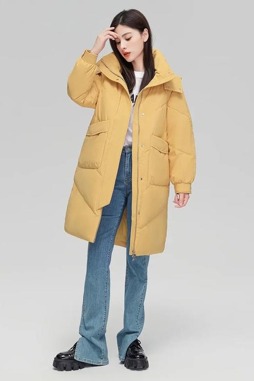 雪中飞 吸睛黄色休闲中长款羽绒服外套 21702 商品图2