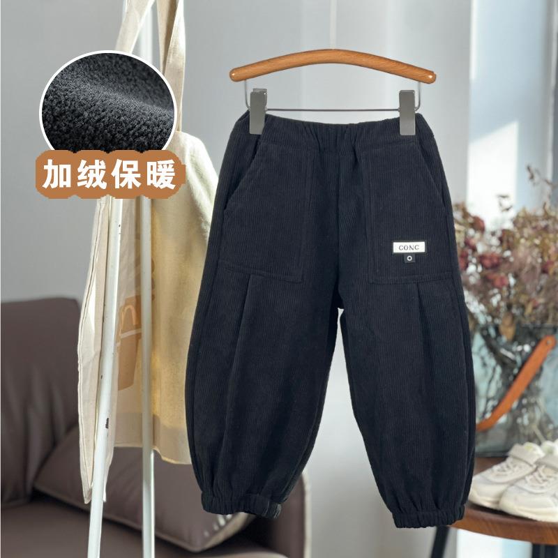 男童裤子冬季儿童加绒长裤女童加厚保暖裤小童灯笼裤大童灯芯绒裤