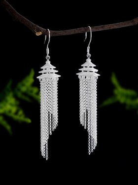 子佩集S990银【流韵宫灯】耳环【QFES044】纯银花丝宫灯故宫天坛流苏2410