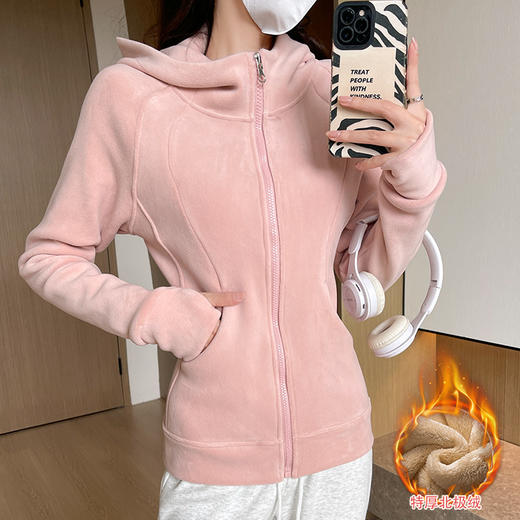 【摇粒绒面料轻盈柔软❗️舒适透气保暖御寒】特厚羊羔绒外套卫衣 秋冬新款双面绒连帽 小个子开衫 加绒上衣 商品图0