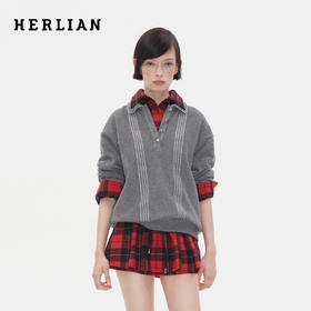 Herlian 2025冬季新品 双排月牙缝线设计休闲Polo卫衣女士