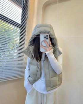 【三星95绒】lu家新款四格羽绒马甲！秋冬95绒连帽羽绒服背心女款！