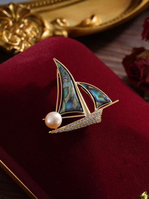 子佩集珍珠胸针【XXXZ229】帆船贝母镀金2410 商品图0