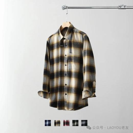 全棉磨毛！软糯休闲格纹长袖衬衫 商品图0