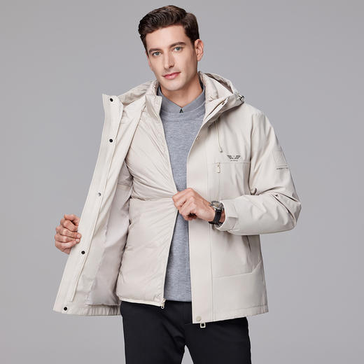 【可拆卸内胆】罗蒙羽绒服男士冲锋外套羽绒服一衣多穿保暖舒适时尚工装外套 商品图3