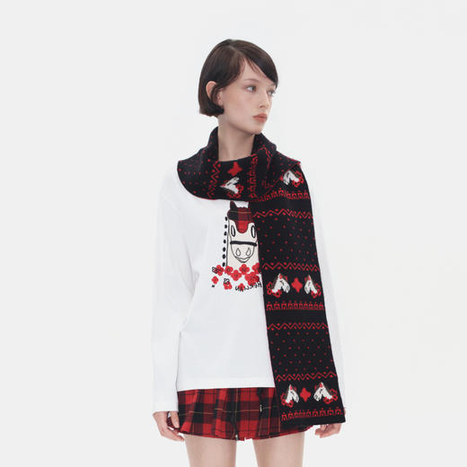 Herlian 2025冬季新品 马头叠图腾绣花长袖T恤女士 商品图2