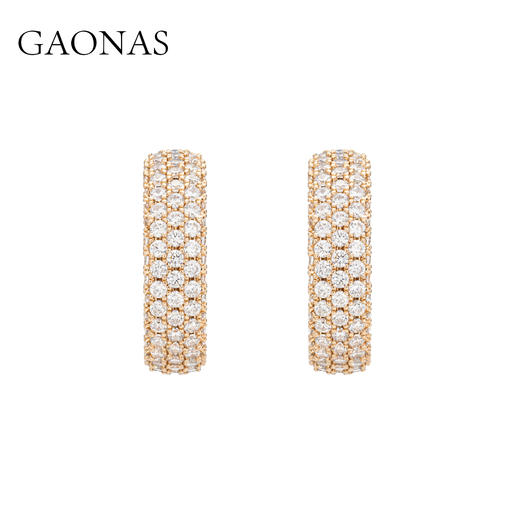 GAONAS 贵气时髦豪镶金色耳圈11687ERG 商品图0