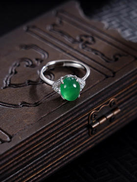 子佩集S925银玉髓春光闪闪戒指【JZ014848】纯银绿玉髓2410