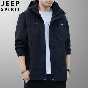 JEEP SPIRIT 春秋款可拆帽子夹克男士时尚休闲冲锋衣外套 JC7339
