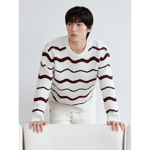 GXG男士家居服 撞色波纹保暖长袖套头睡衣时尚睡衣套装冬季款 商品图2