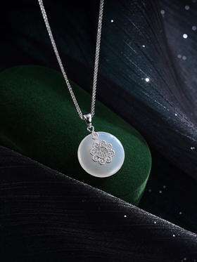 子佩集S925银【幸福光华】套链【DZ017349】纯银白玉髓项链2408