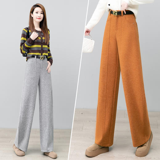 YM 2851-76气质优雅弯刀裤时尚加厚高腰显瘦垂顺毛呢休闲裤 商品图2