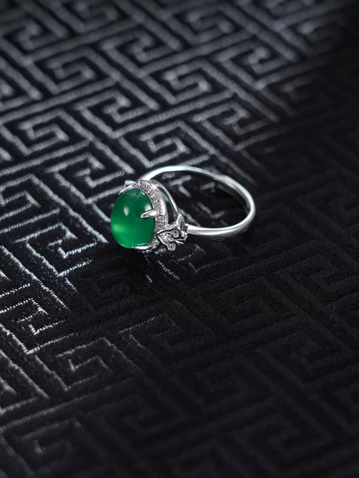 子佩集S925银玉髓[【拾翠】戒指【JZ015293】纯银绿玉髓2410 商品图0